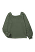 Scoop Neck Puff Sleeve Waffle Knit Top